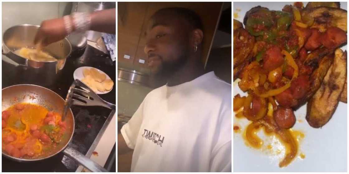 Chef OBO: Davido shares video of himself preparing dodo and vegetable sauce Chef OBO: Davido shares video of himself preparing dodo and vegetable sauce
