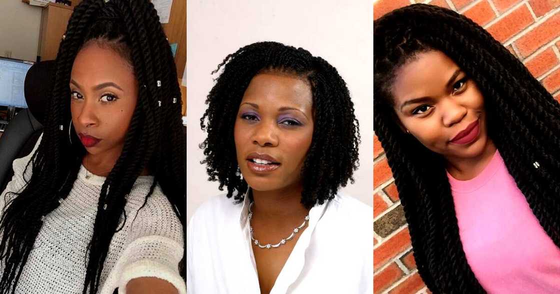 Jet black Afro kinky twist hairstyles