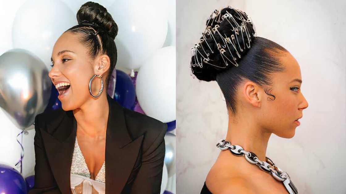 Alicia Keys' single bun hairstyles Alicia Keys' single bun hairstyles