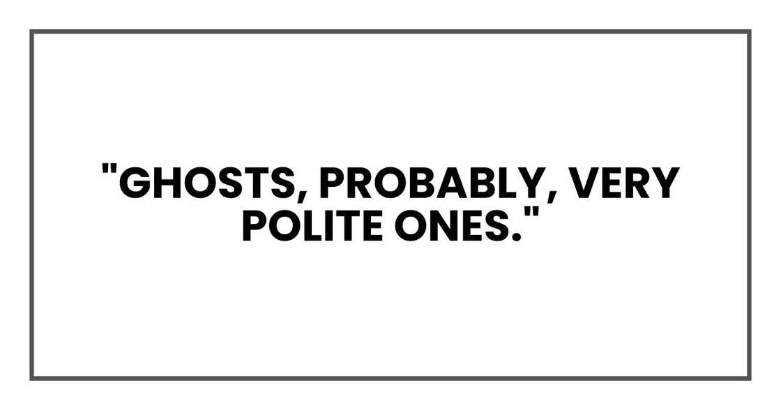 "Ghosts, probably, very polite ones." "Ghosts, probably, very polite ones."
