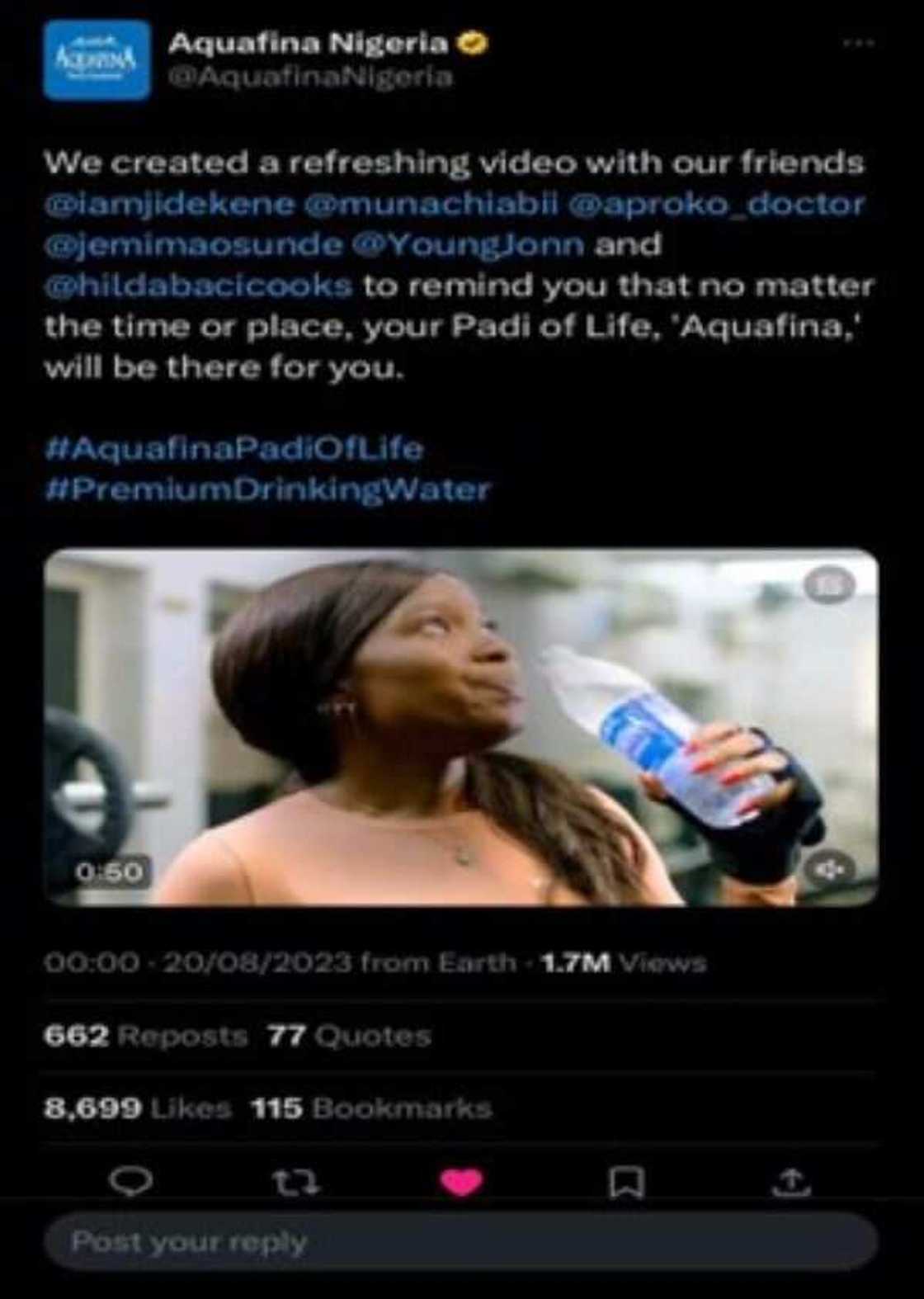 Hilda Baci, Jemima Osunde, Others Share Reactions From Aquafina #Padioflife TVC Hilda Baci, Jemima Osunde, Others Share Reactions From Aquafina #Padioflife TVC