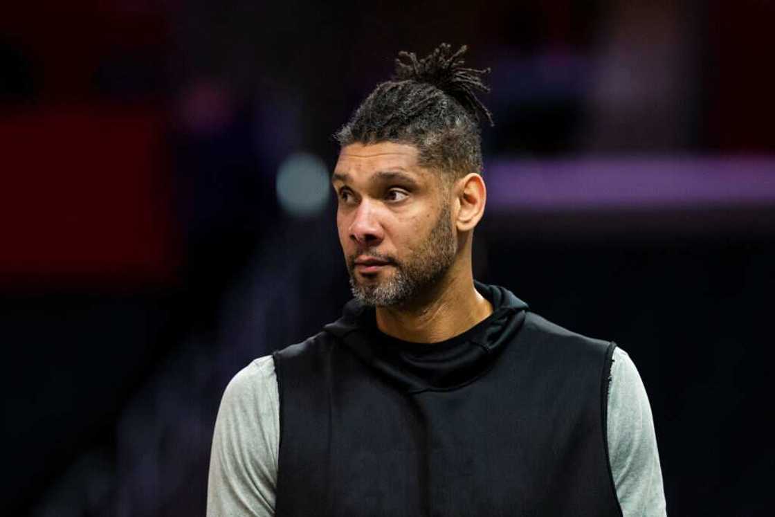 Tim Duncan at the Staples Center in Los Angeles, California.