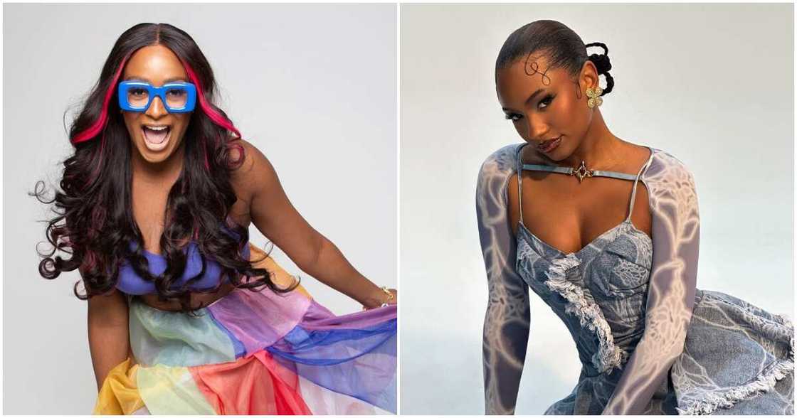 DJ Cuppy reacts to Temi Otedola's swimsuit photos.