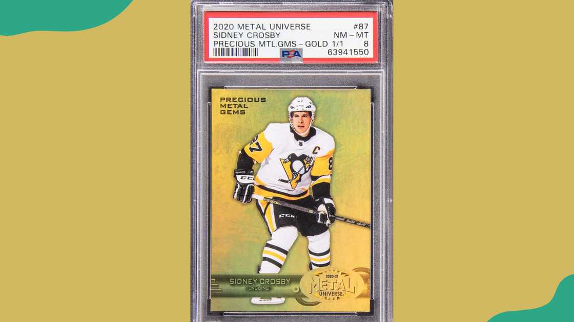 2020 Skybox Metal Universe Precious Metal Gems Gold Sidney Crosby 1/1. 2020 Skybox Metal Universe Precious Metal Gems Gold Sidney Crosby 1/1.