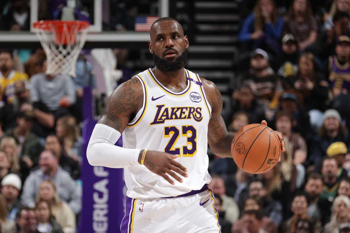 LeBron James dribbles the ball during the game against the Utah Jazz at Delta Centre in Salt Lake City