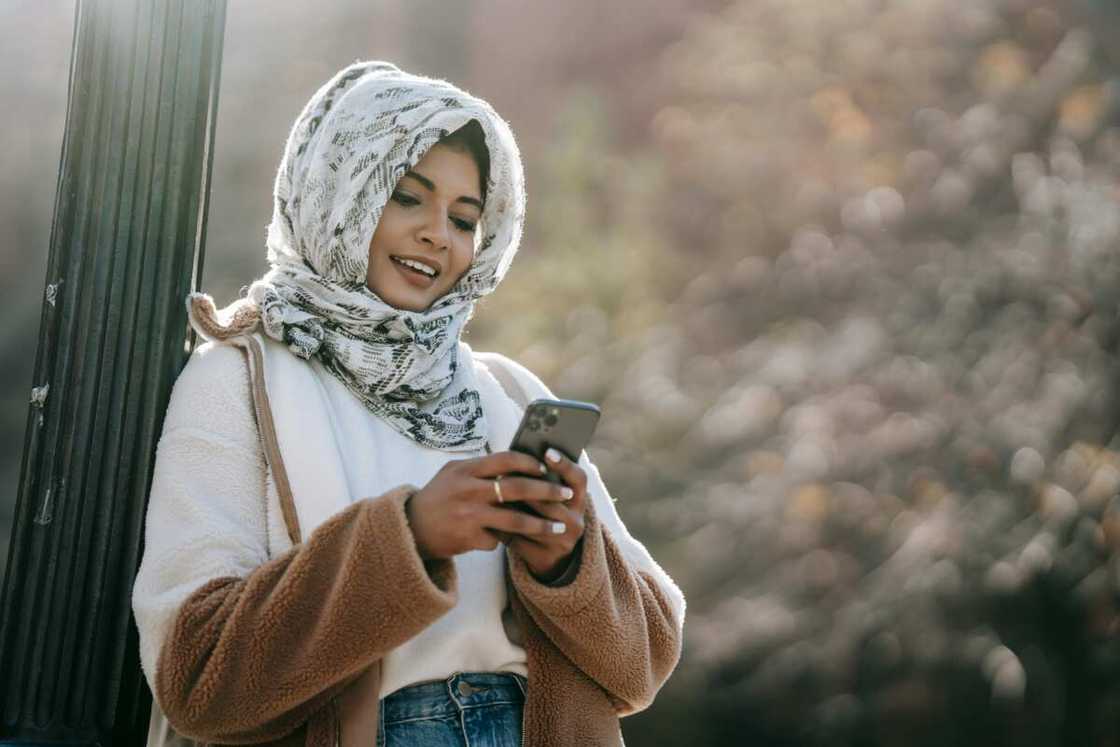 A woman using her phone