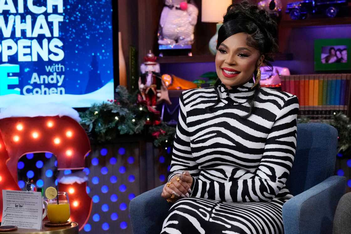 Ashanti appears at a media station before an interview Ashanti appears at a media station before an interview