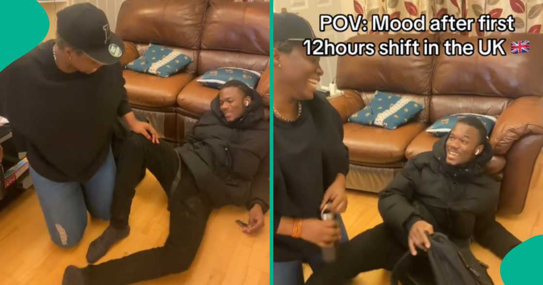 Nigerian man reacts after completing his first 12 hour shift in UK, video trends