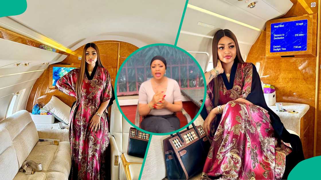 Regina Daniels shares private jet photos shortly after advising Nigerians about nationwide protest. Regina Daniels shares private jet photos shortly after advising Nigerians about nationwide protest.