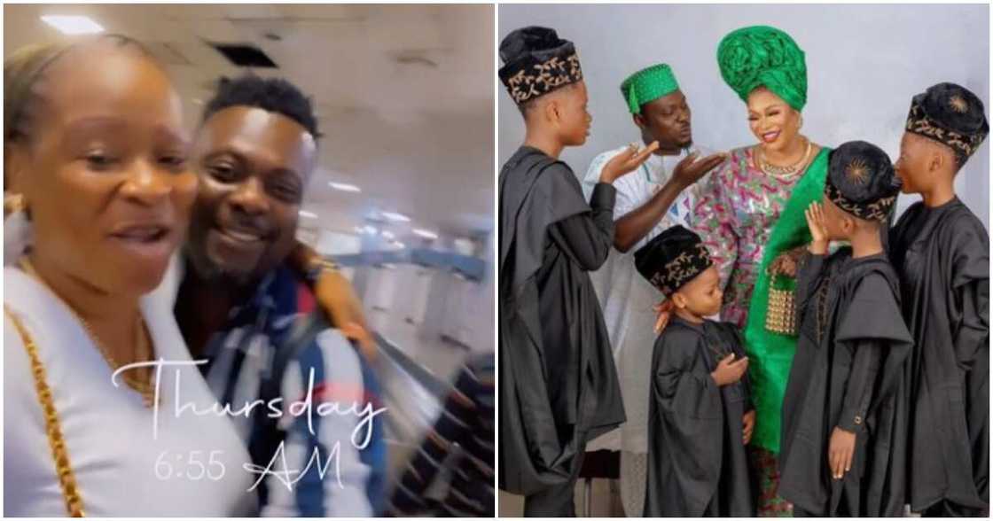 Actor Kunle Afod and his wife with their kids Actor Kunle Afod and his wife with their kids