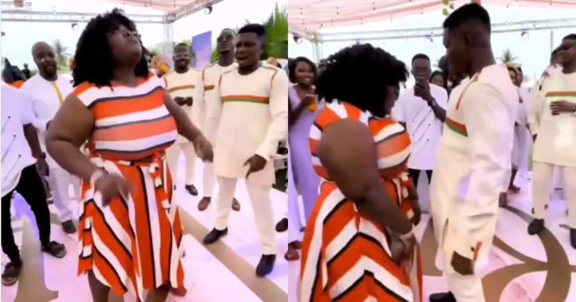Plus-size lady gives sterling legwork dance at wedding, removes her heels in style, video causes stir Plus-size lady gives sterling legwork dance at wedding, removes her heels in style, video causes stir