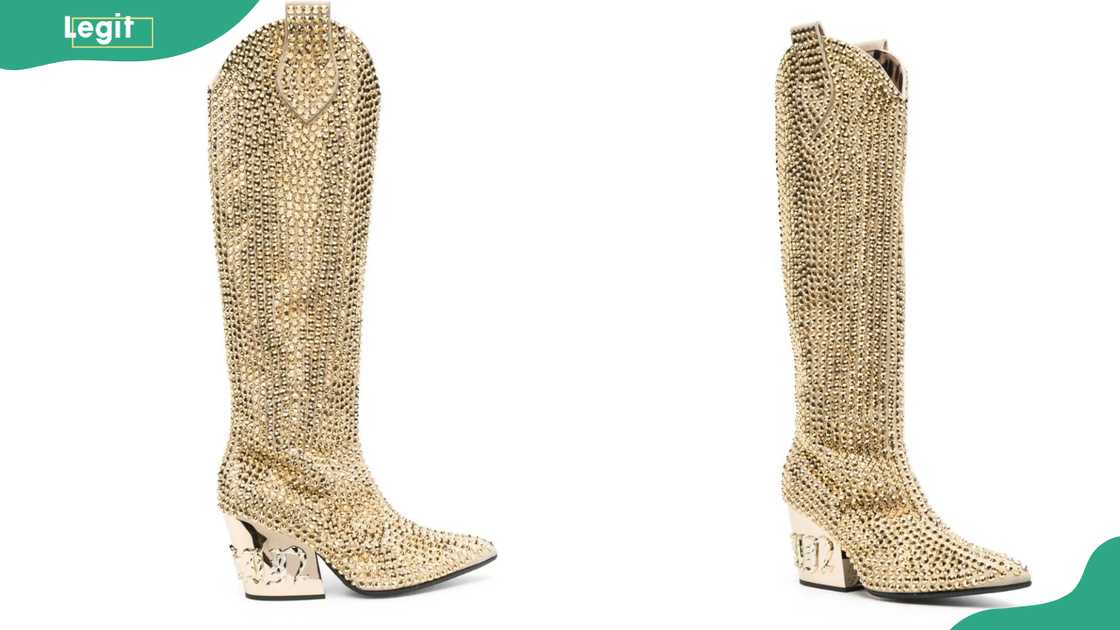 Philipp Plein – Strass “Cowboy” Calf-Length Boots Philipp Plein – Strass “Cowboy” Calf-Length Boots