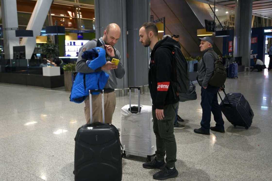 Military-aged men made up the bulk of those arriving on a recent flight from Moscow at Yerevan airport