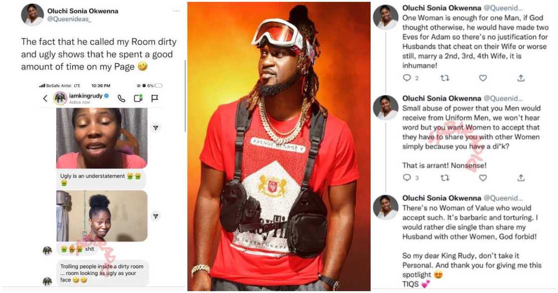 Photos of Paul Okoye and screenshot of insulted lady Photos of Paul Okoye and screenshot of insulted lady