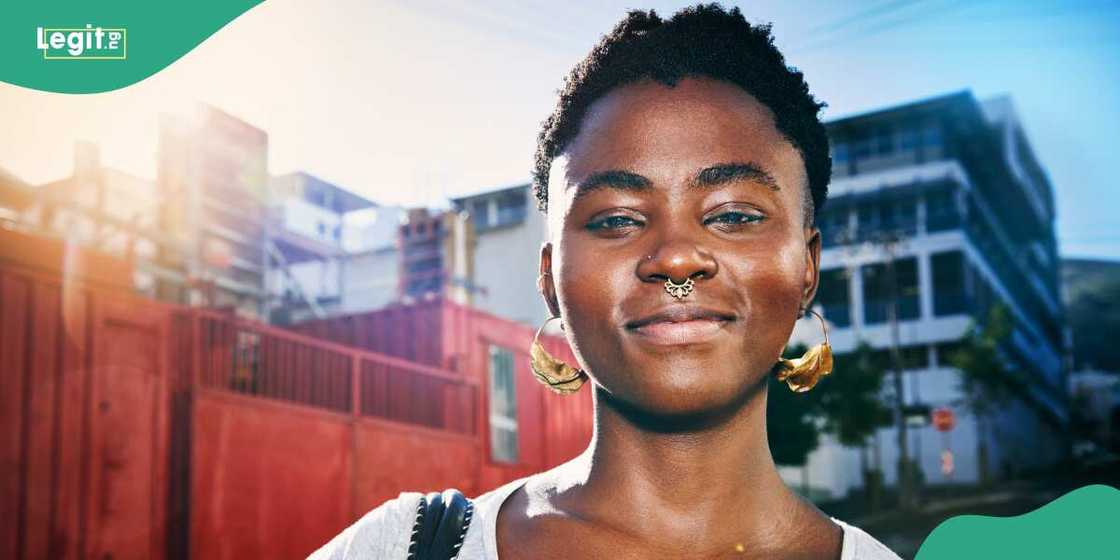A lady on a nose ring A lady on a nose ring