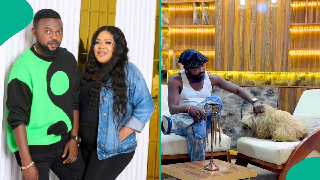 Toyin Abraham's husband Kolawole Ajeyemi mourns death of his dog. Toyin Abraham's husband Kolawole Ajeyemi mourns death of his dog.