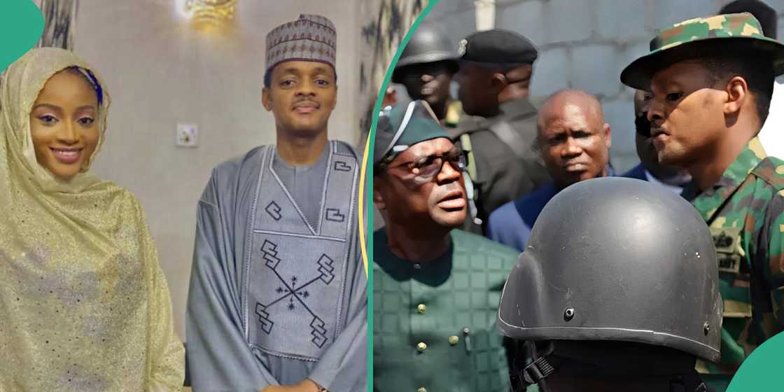 Lt. Yerima and his bride Khadija during their quiet Kaduna wedding. Lt. Yerima and his bride Khadija during their quiet Kaduna wedding.