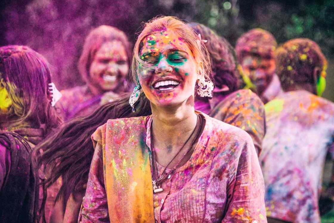 A group of young Indians enjoying the Holi Festival