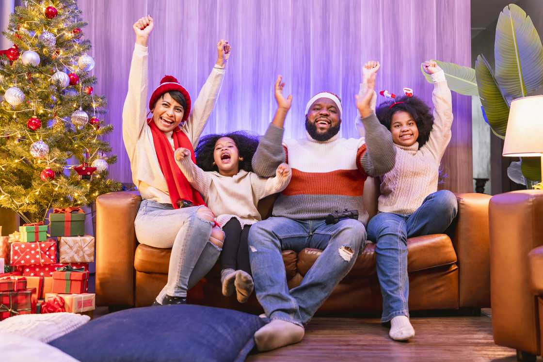 A family celebrating Christmas together