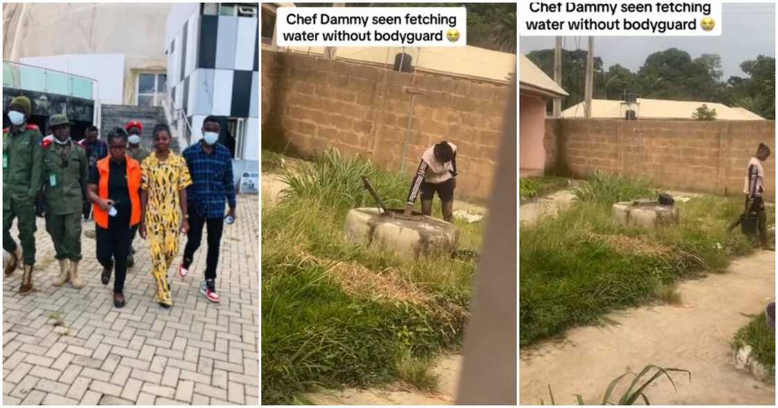 Chef Dammy, fetching water, security Chef Dammy, fetching water, security