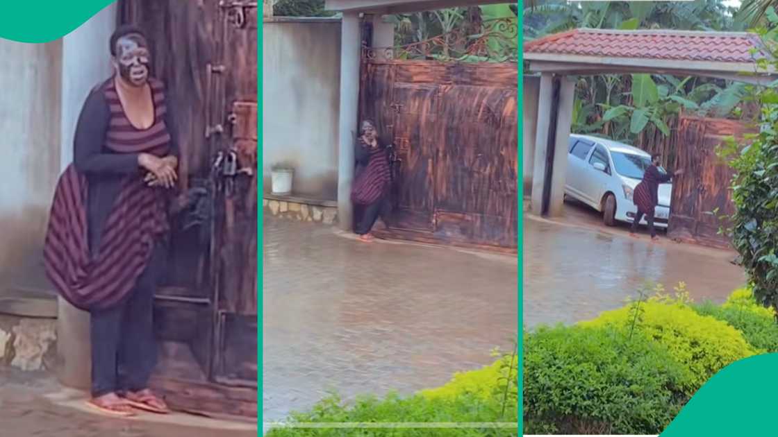 Woman showing her husband love by opening gate for him. Woman showing her husband love by opening gate for him.