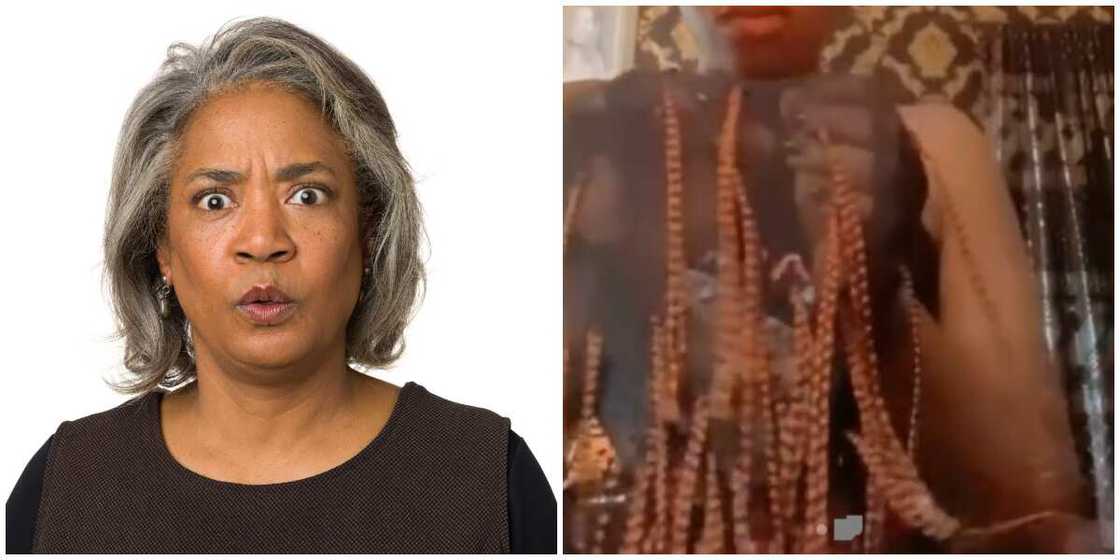 Photos of a stock model and a braided wig. Photos of a stock model and a braided wig.