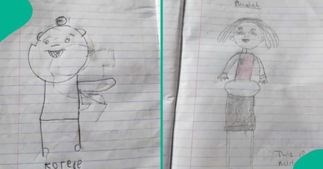 Teacher posts video of pupils' drawings after asking them to draw her. Teacher posts video of pupils' drawings after asking them to draw her.