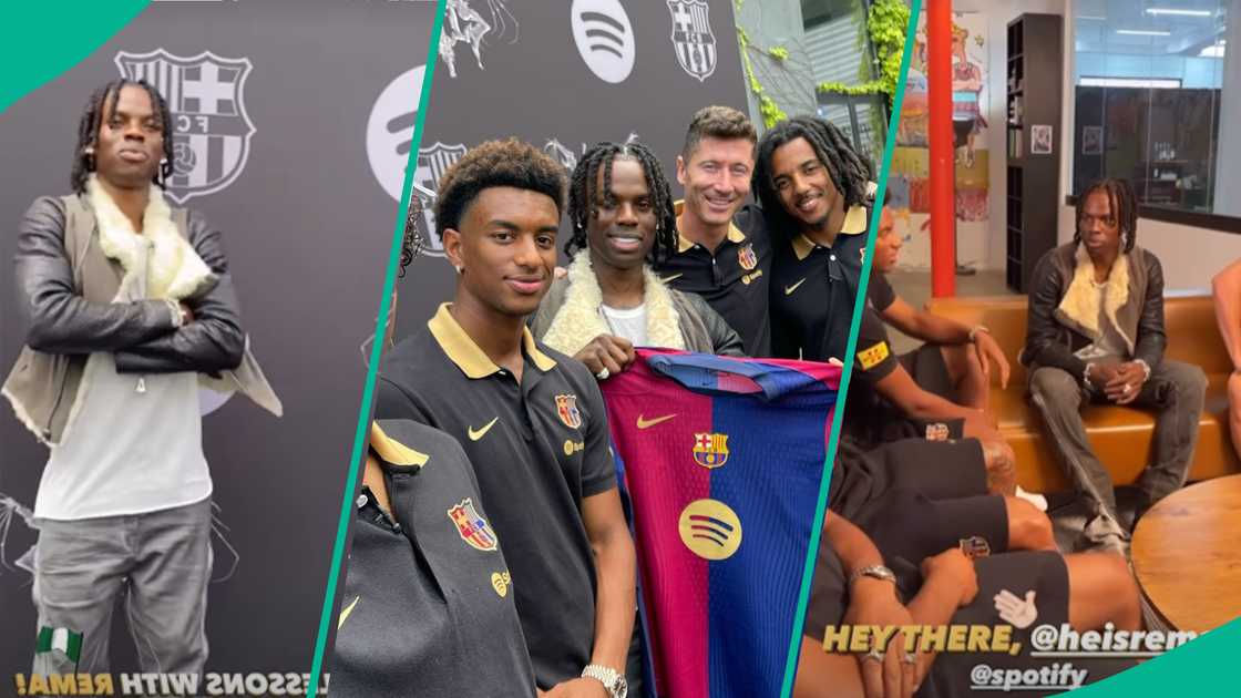 Video of Rema hanging out with some Barca players trend.