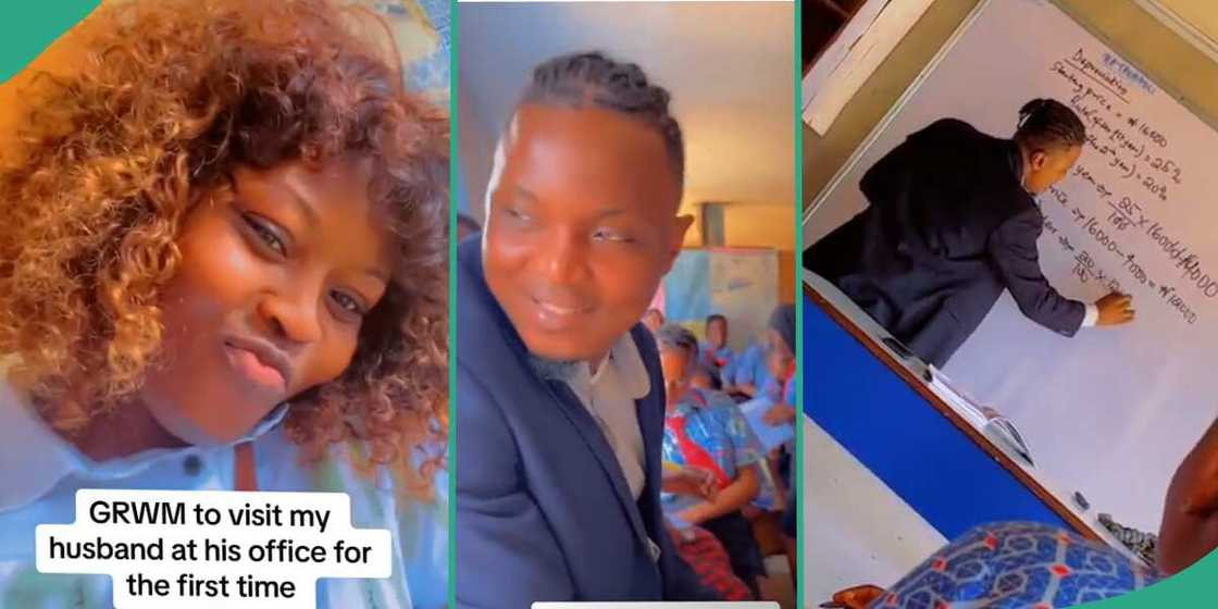 Lady visits her husband's office for the first time. Lady visits her husband's office for the first time.