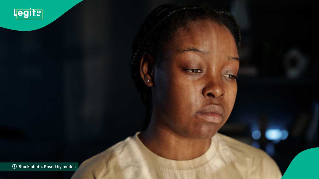 Lady sad as husband asks her to resign from her job. Lady sad as husband asks her to resign from her job.