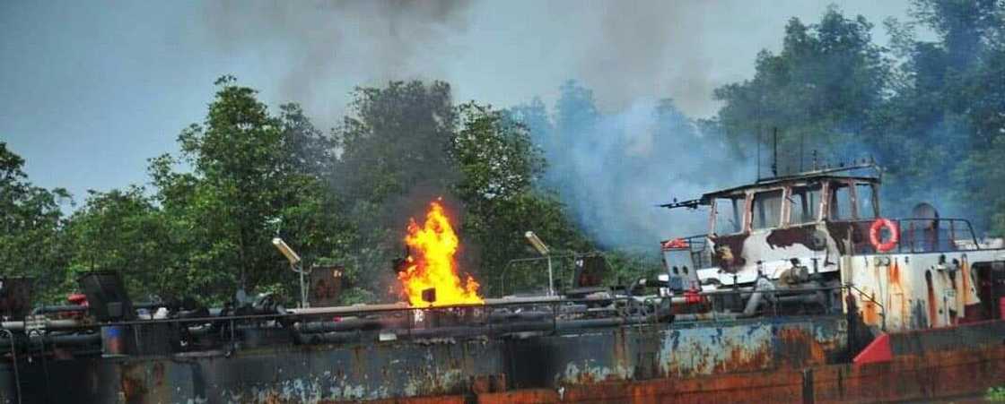 Nigerian military destroy vessel