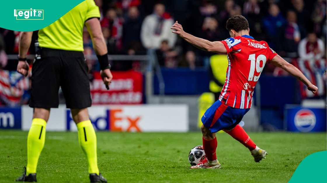 Julian Alvarez, Atletico Madrid, Real Madrid, Santiago Bernabeu, Madrid, Spain, UEFA Champions League. Julian Alvarez, Atletico Madrid, Real Madrid, Santiago Bernabeu, Madrid, Spain, UEFA Champions League.