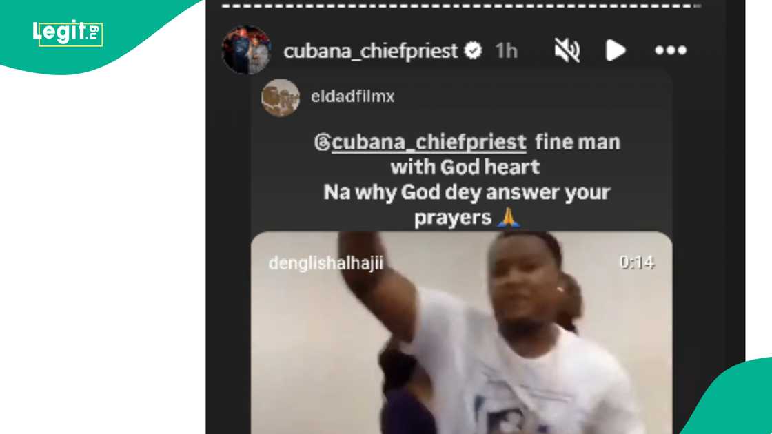 Cubana Chiefpriest reshares old video of him dancing in church. Cubana Chiefpriest reshares old video of him dancing in church.