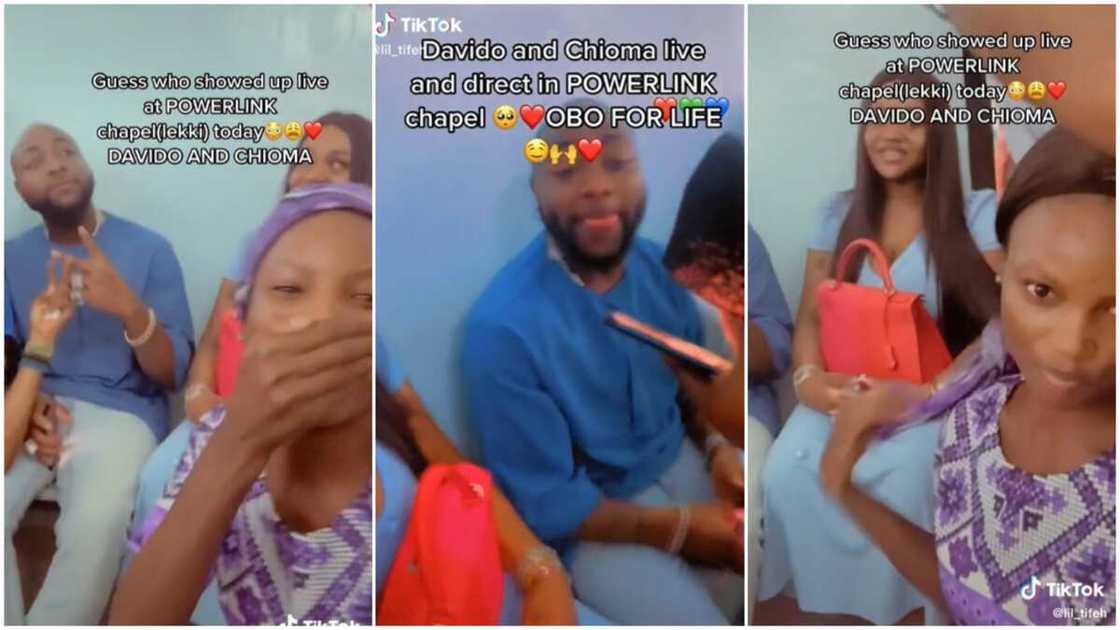 Davido and Chioma in church/young lady looked surprised. Davido and Chioma in church/young lady looked surprised.