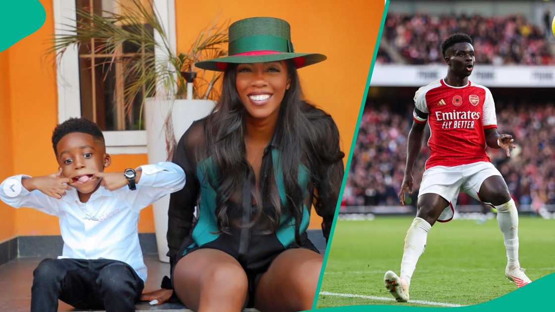 Tiwa Savage and son, Bukayo Saka Tiwa Savage and son, Bukayo Saka