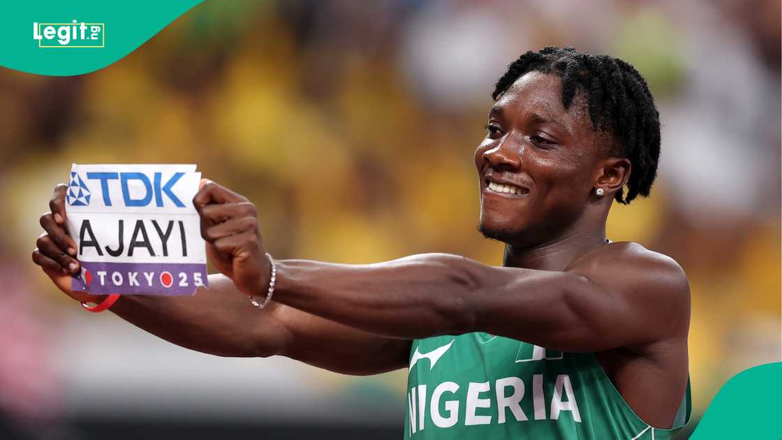 Kayinsola Ajayi of Nigeria celebrates finishing second in the men's 100m semi-final of the 2025 World Athletics Championships. Photo By Sam Barnes Kayinsola Ajayi of Nigeria celebrates finishing second in the men's 100m semi-final of the 2025 World Athletics Championships. Photo By Sam Barnes