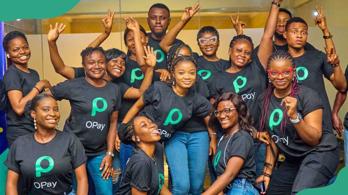 Opay staff members celebrating. Opay staff members celebrating.