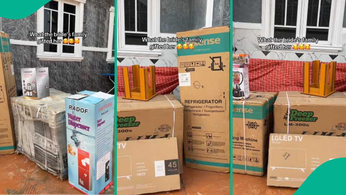 Bride receives numerous gifts from her family. Bride receives numerous gifts from her family.