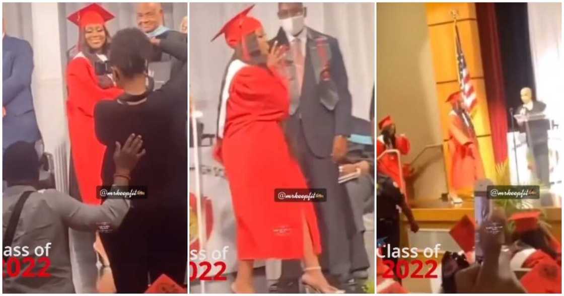 Lady refuses to shaek her teachers, on stage, senior year hell, viral video Lady refuses to shaek her teachers, on stage, senior year hell, viral video