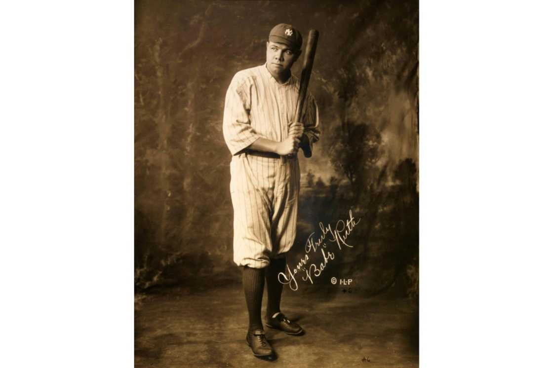 Famed baseball player Babe Ruth, the New York Yankees slugger, photographed in 1920