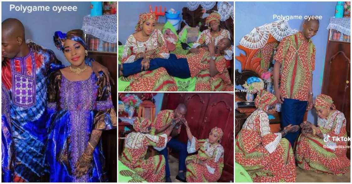 Polygamous man and his two wives Polygamous man and his two wives