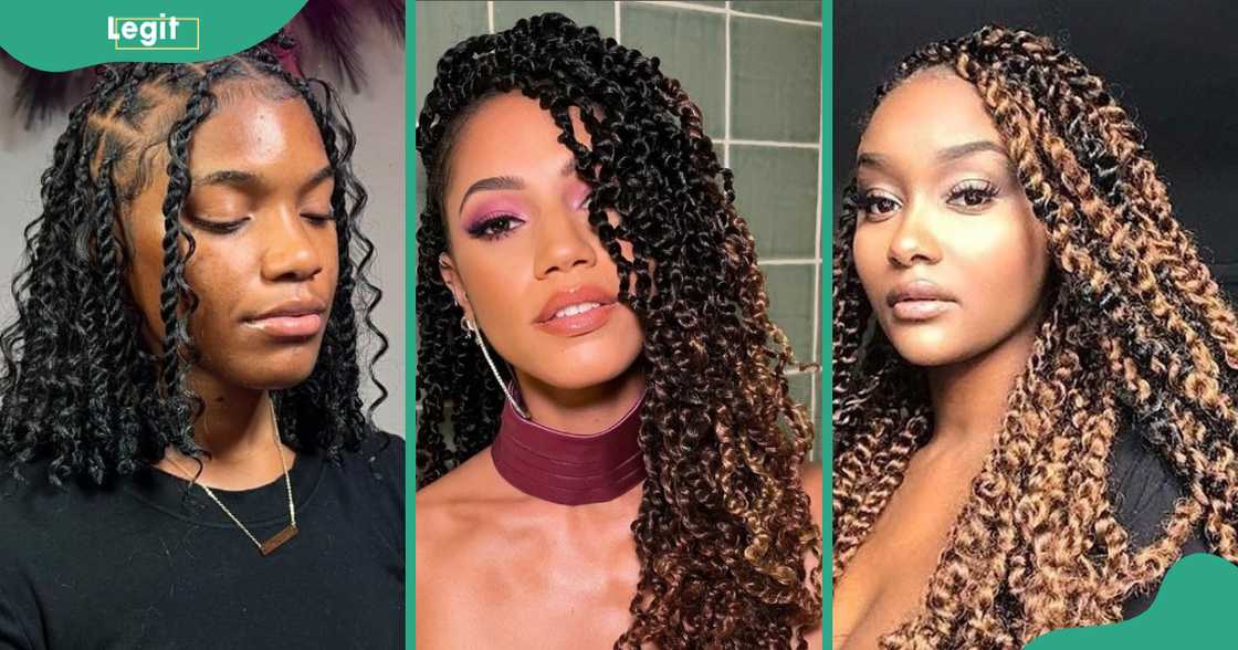 Three women pose with passion twists in different styles. Three women pose with passion twists in different styles.