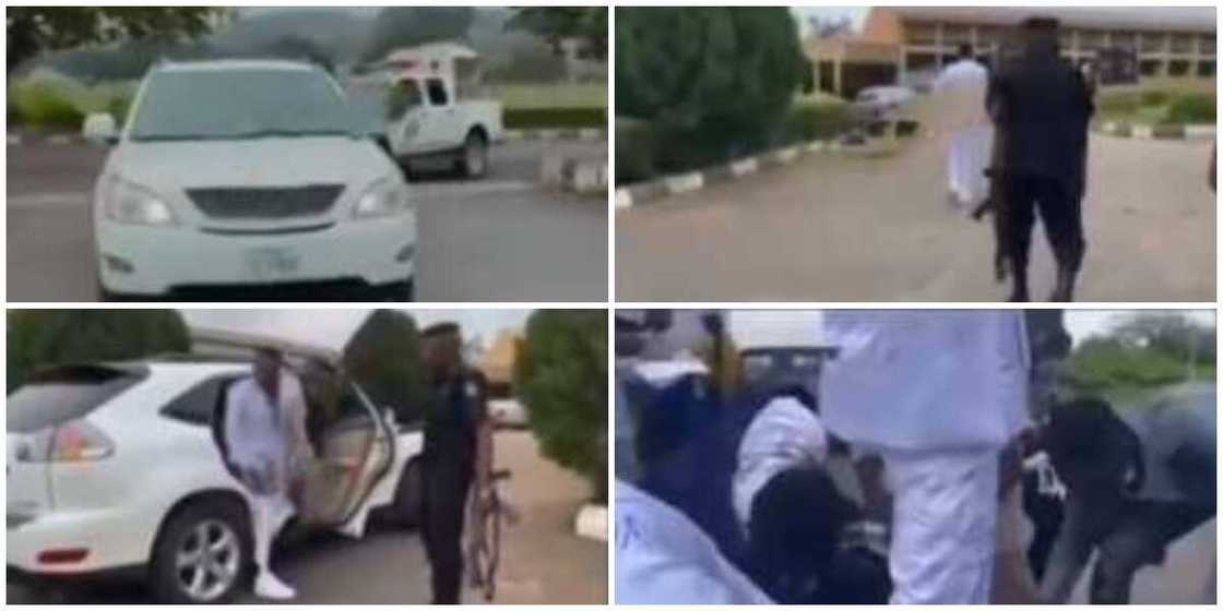Reactions as graduating student storms campus with armed police escort in viral video, people express surprise Reactions as graduating student storms campus with armed police escort in viral video, people express surprise