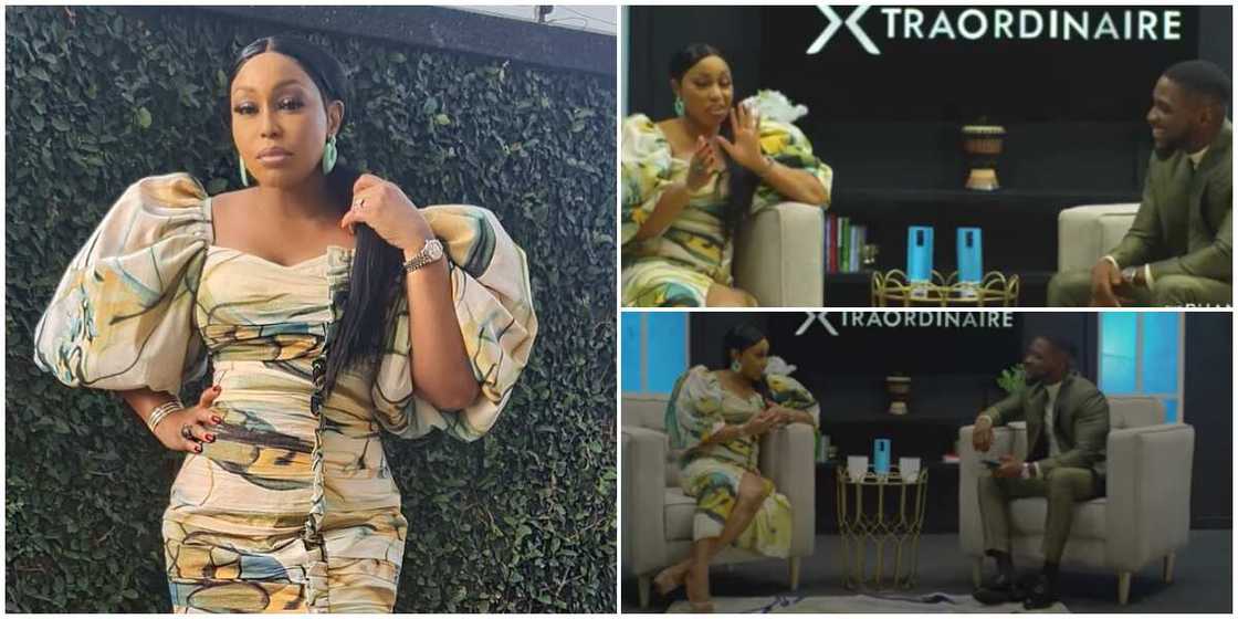 Rita Dominic holds interview with Tobi Bakre. Rita Dominic holds interview with Tobi Bakre.