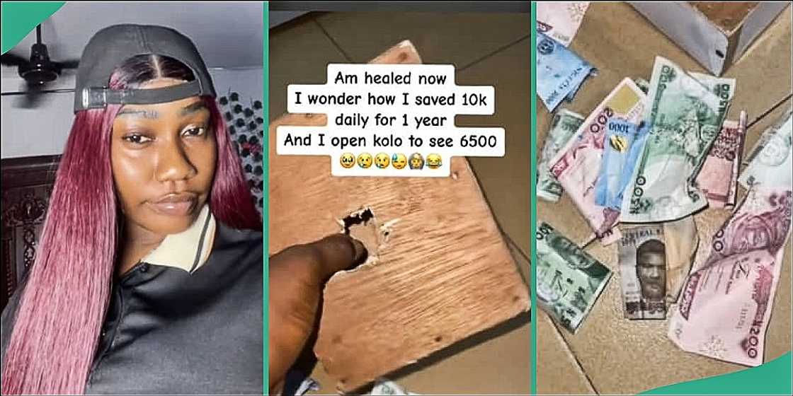Lady displays money she found inside saving box Lady displays money she found inside saving box
