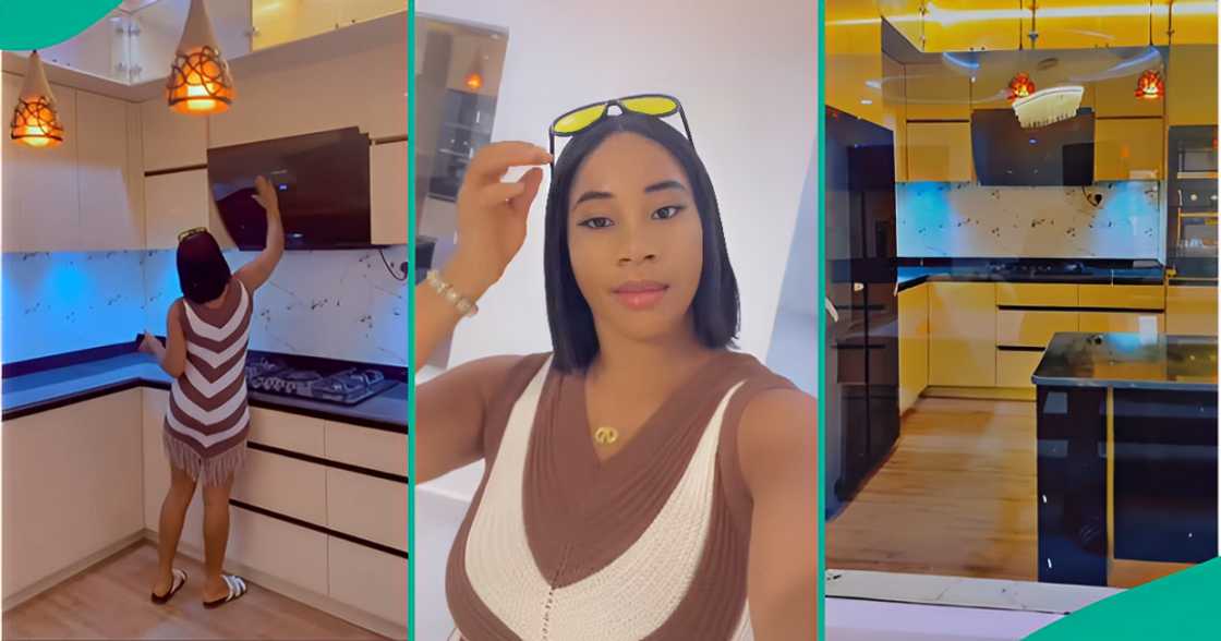 Nigerian lady shows off luxurious interior of her man's house.