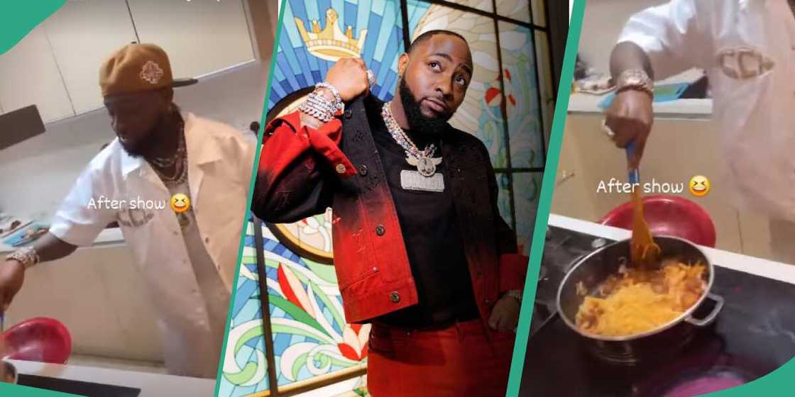Vdeo of Davido cooking trends.