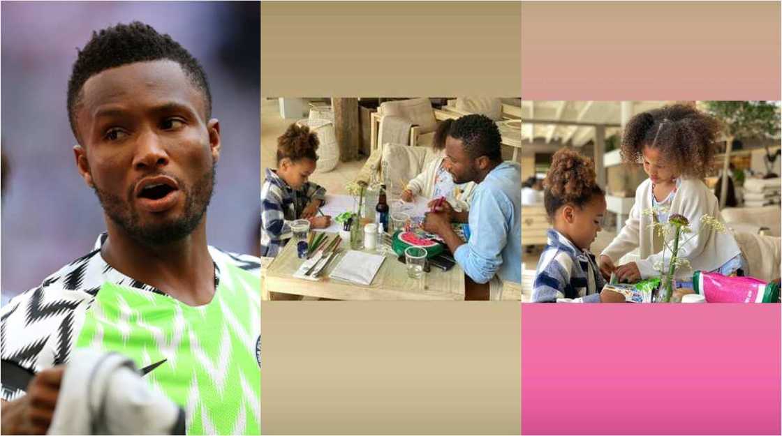 Super Eagles Legend on Daddy Duties As He’s Spotted Assisting His Twin Girls With Their Assignments Super Eagles Legend on Daddy Duties As He’s Spotted Assisting His Twin Girls With Their Assignments