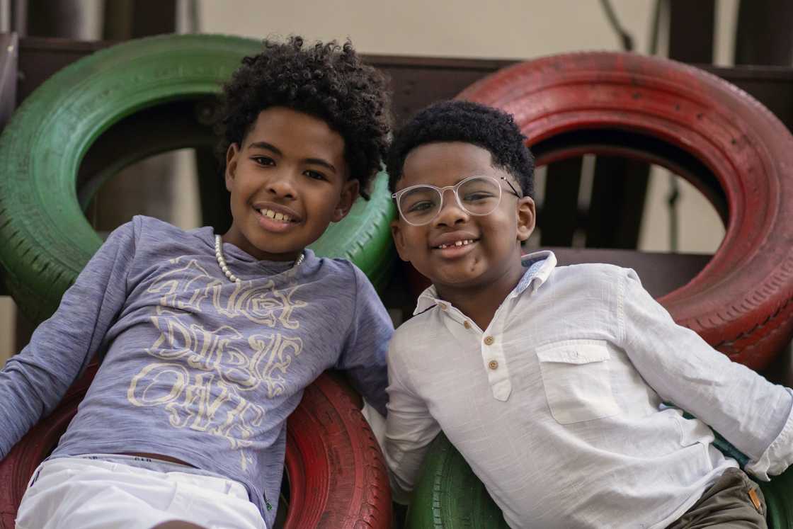 Two young boys playing