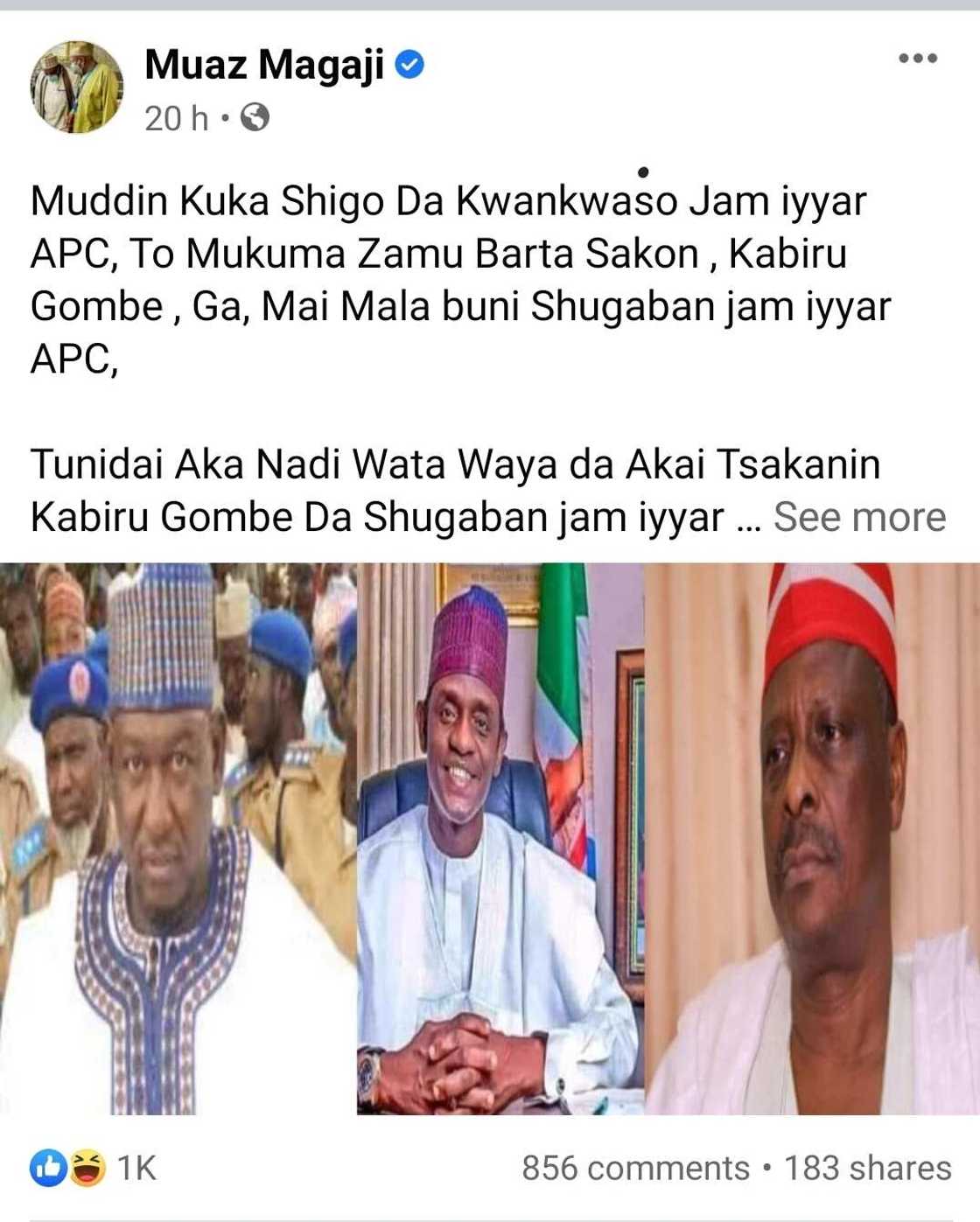 Sheikh Kabir Gombe yayi barazanar shigar Muazu Magaji kotu kan kiransa dan APC Sheikh Kabir Gombe yayi barazanar shigar Muazu Magaji kotu kan kiransa dan APC